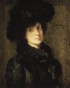 julian alden weir Girl in Black oil on canvas